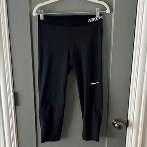 Nike Dri-Fit Black Capris with White Logo Women’s